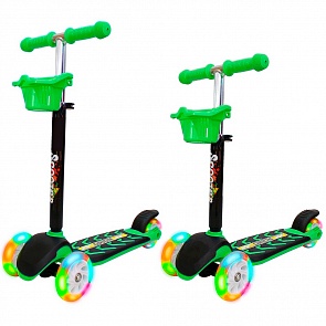 Самокат трехколесный Midi Orion 164в6 со светящимися колесами, зелёный (Orion, 6864rt)